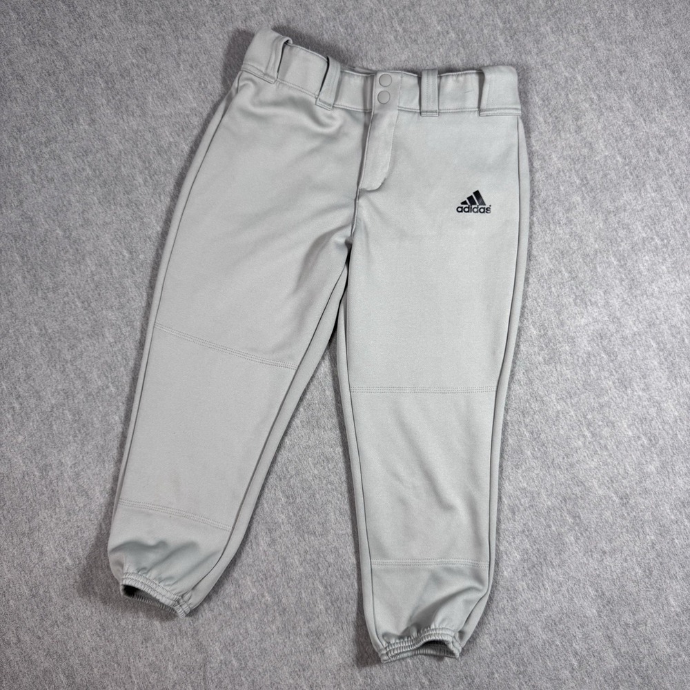 Adidas Womens Softball Pants Gray Aeroready Stretch Pocket Snap Sz Small - Picture 2 of 8